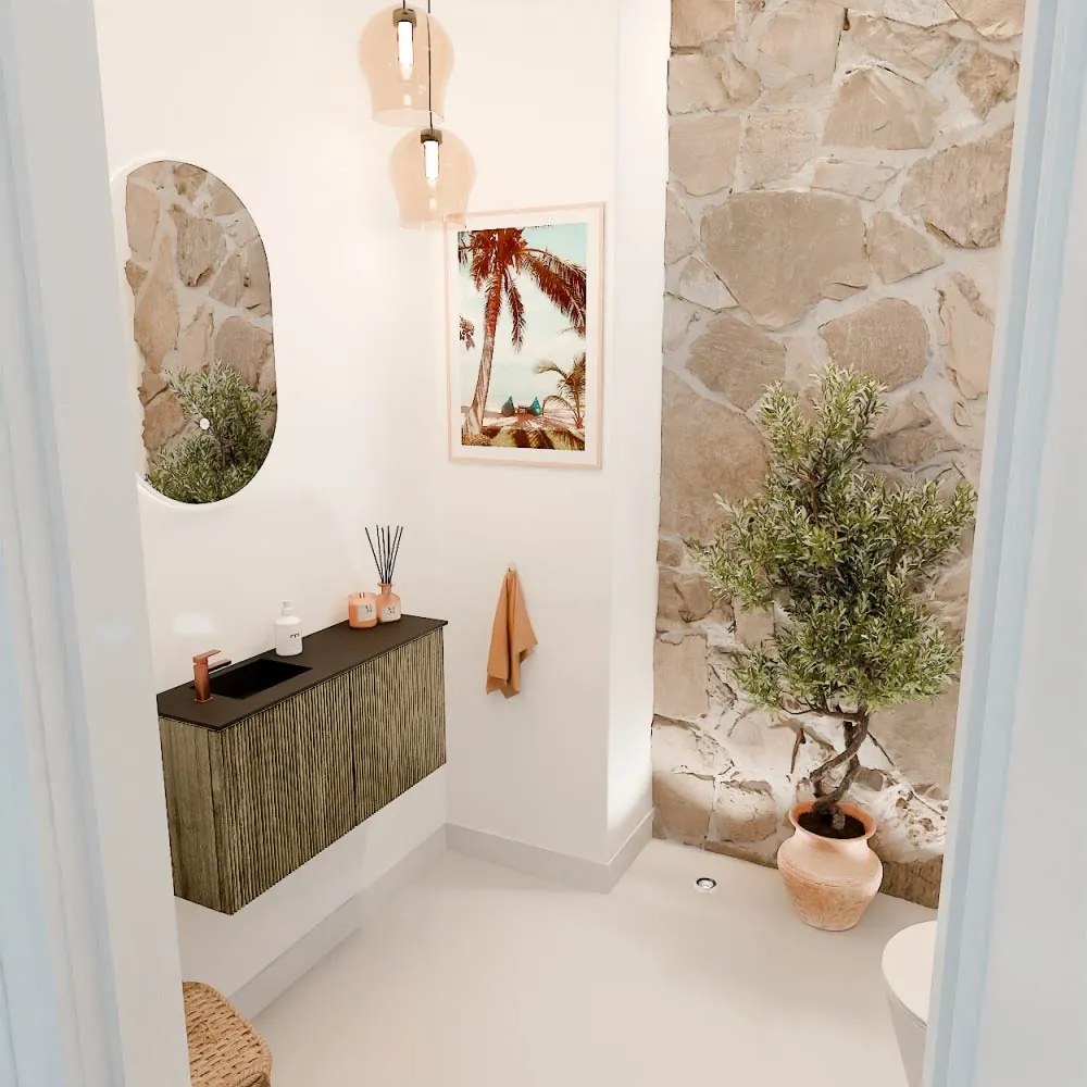 Mondiaz Joya 80cm toiletmeubel dusk met wastafel faye links 1 kraangat urban
