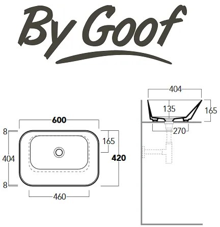 By Goof Mees rechthoekige design waskom 60x42cm matzwart