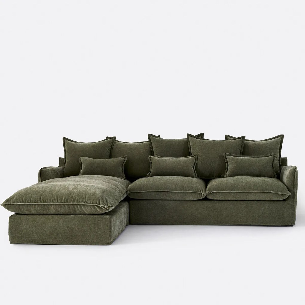 Hoekbank links, afneembare hoes, 4 zits, in gevlekt polyester, ODNA