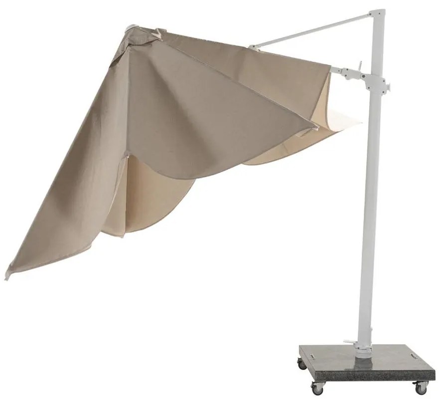 4 Seasons Outdoor Siesta PREMIUM 300 x 300 cm parasol zand doek met wit frame SALE Parasol   houtkleur weerbestendig