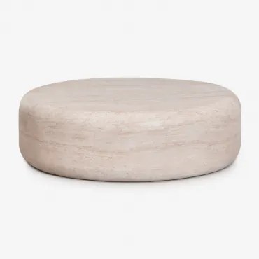 Ronde Tuintafel Ø100 Cm Van Cement Fonelas Look Travertino - Sklum