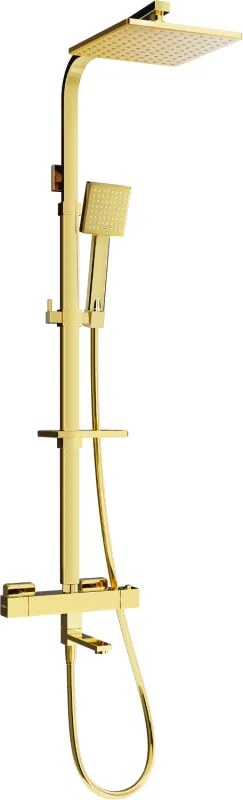 Mexen CQ45 bad- en doucheset met regendouche en thermostatische kraan, goud - 779104595-50