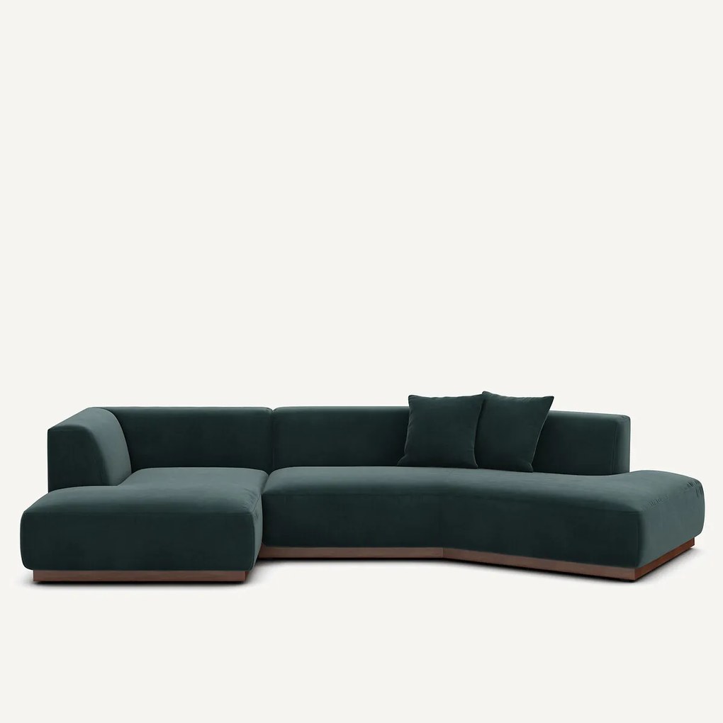 Linker open hoekbank fluweel, Jacopo