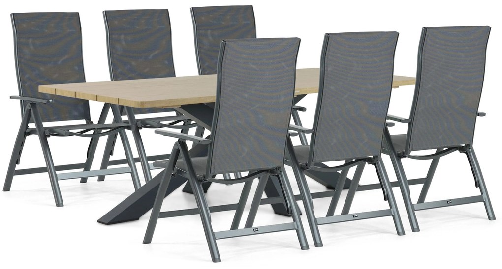 Tuinset 6 personen 220 cm Aluminium/textileen Grijs Hartman Sitges/Azzurro