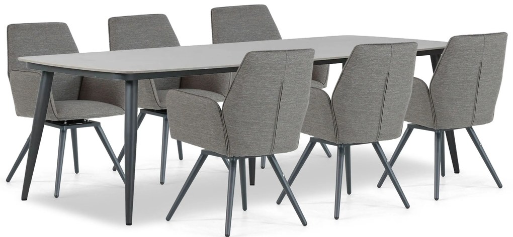 Tuinset 6 personen 240 cm Outdoor textiel Grijs Lifestyle Garden Furniture Andorra/Vienna