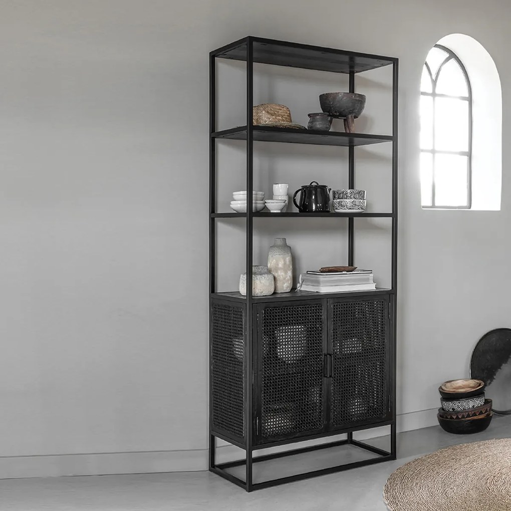 Must Living Spiderman Zwarte Kast Met Open Vakken - 75x40x190cm.
