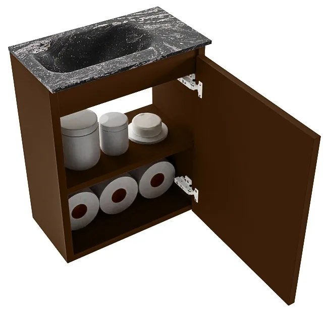 Mondiaz Ture DLux toiletmeubel 40cm rust met wastafel lava links met kraangat