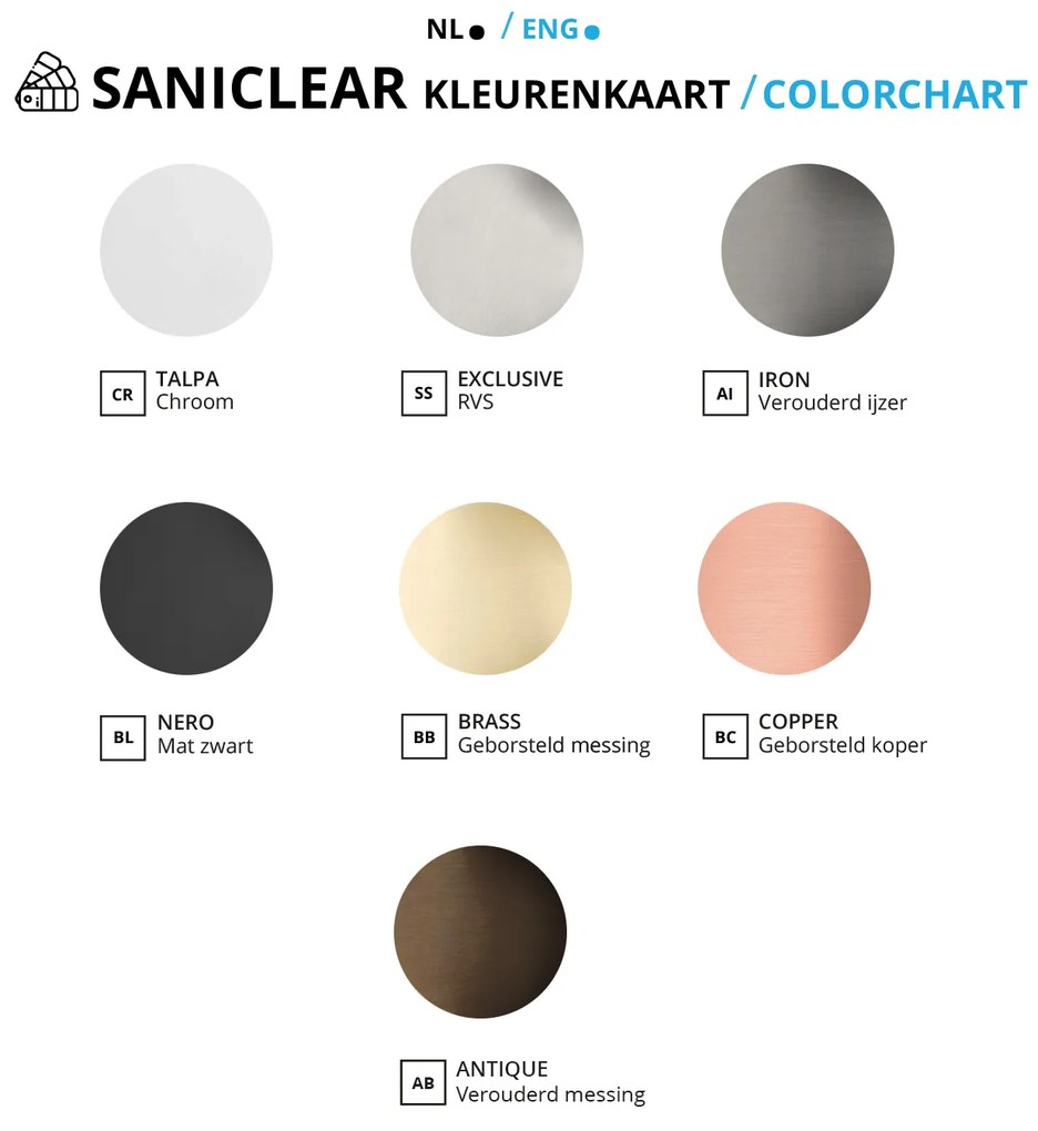 Saniclear Modern klemmen + stabilisatiestang 100cm verouderd messing