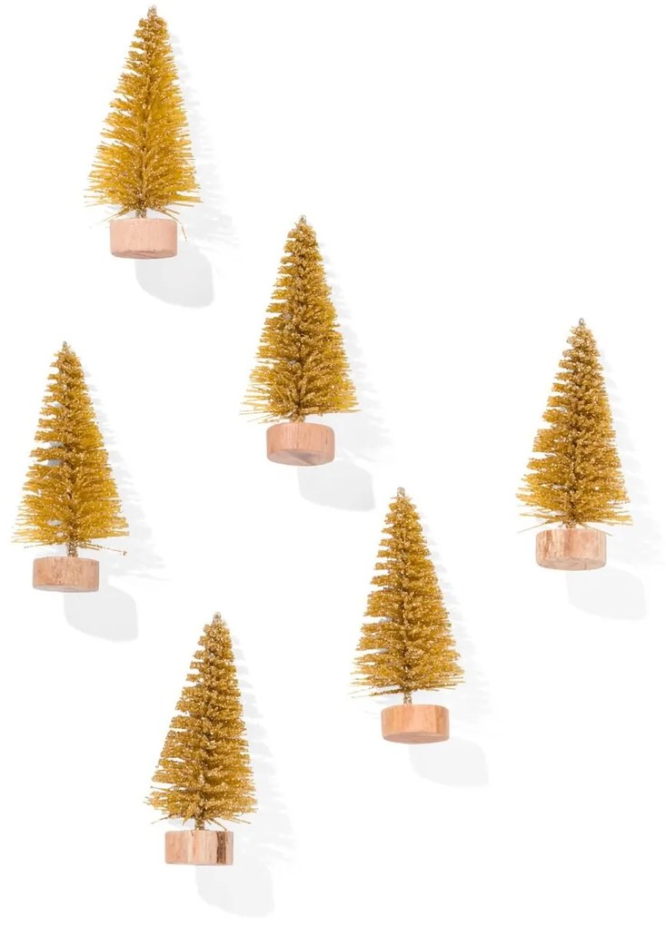 HEMA Mini Kerstbomen Goud - 6 Stuks