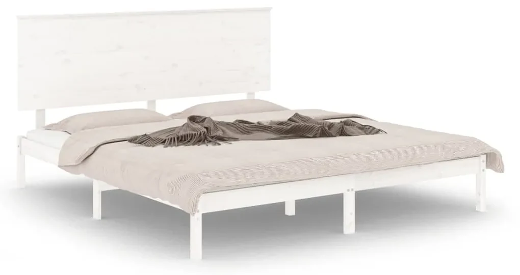 vidaXL Bedframe massief hout wit 180x200 cm 6FT Super King