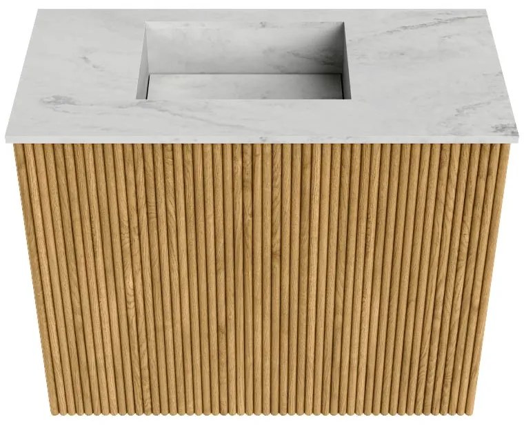 Mondiaz Joya DLux 50cm toiletmeubel oak met wastafel faye links zonder kraangat opalo