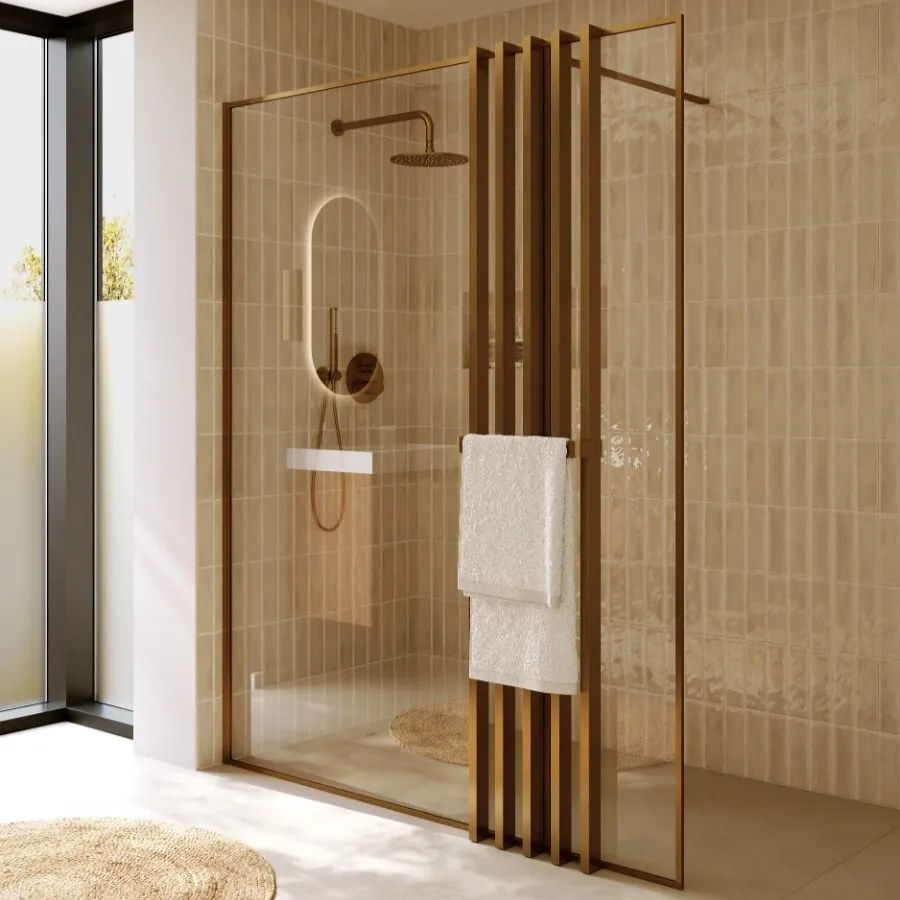 Riho Define inloopdouche met decopaneel 160x200cm koper mat