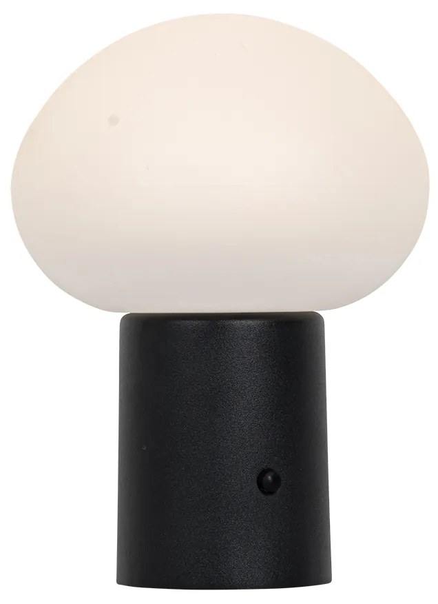 Set van 2 tafellampen mushroom zwart incl. LED oplaadbaar - Louise