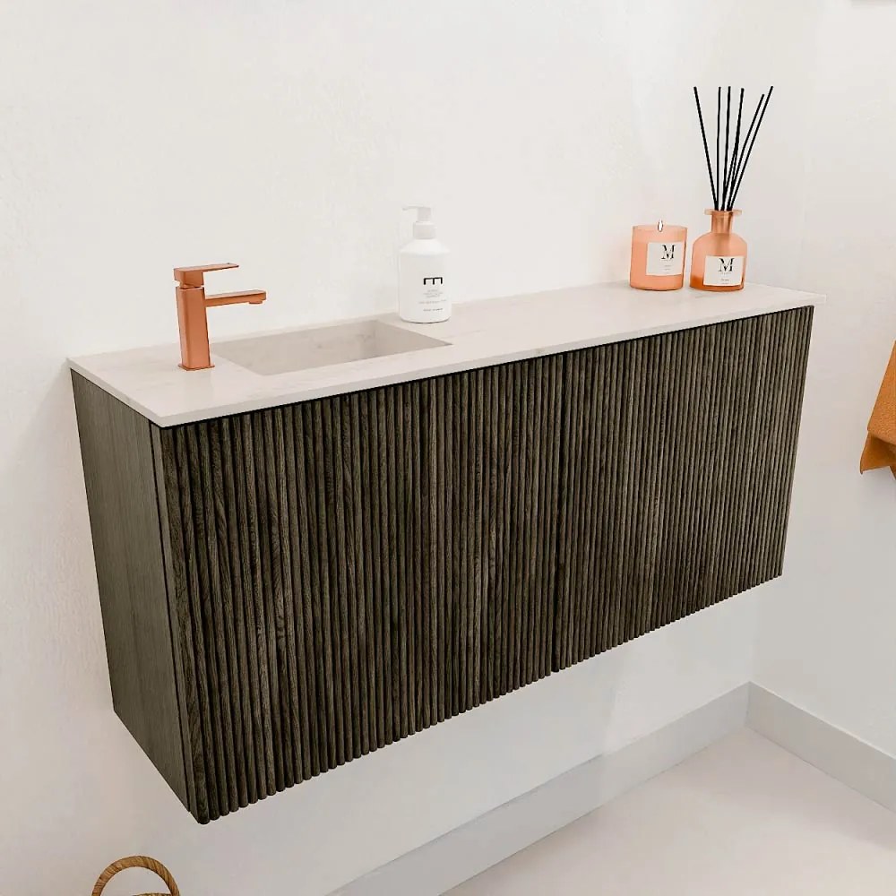 Mondiaz Joya DLux 90cm toiletmeubel shadow met wastafel faye links 1 kraangat meli