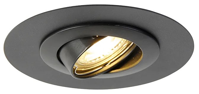 Ronde inbouwspot zwart kantelbaar met opvulring - Edu