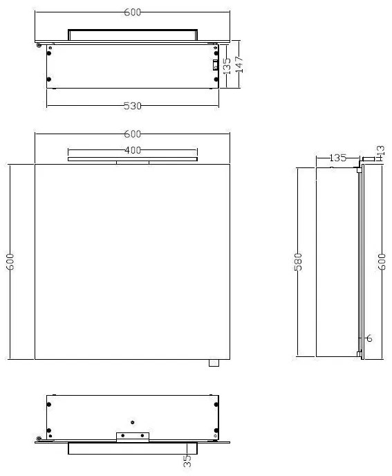 Mueller Basic aluminium spiegelkast 60 met LED verlichting