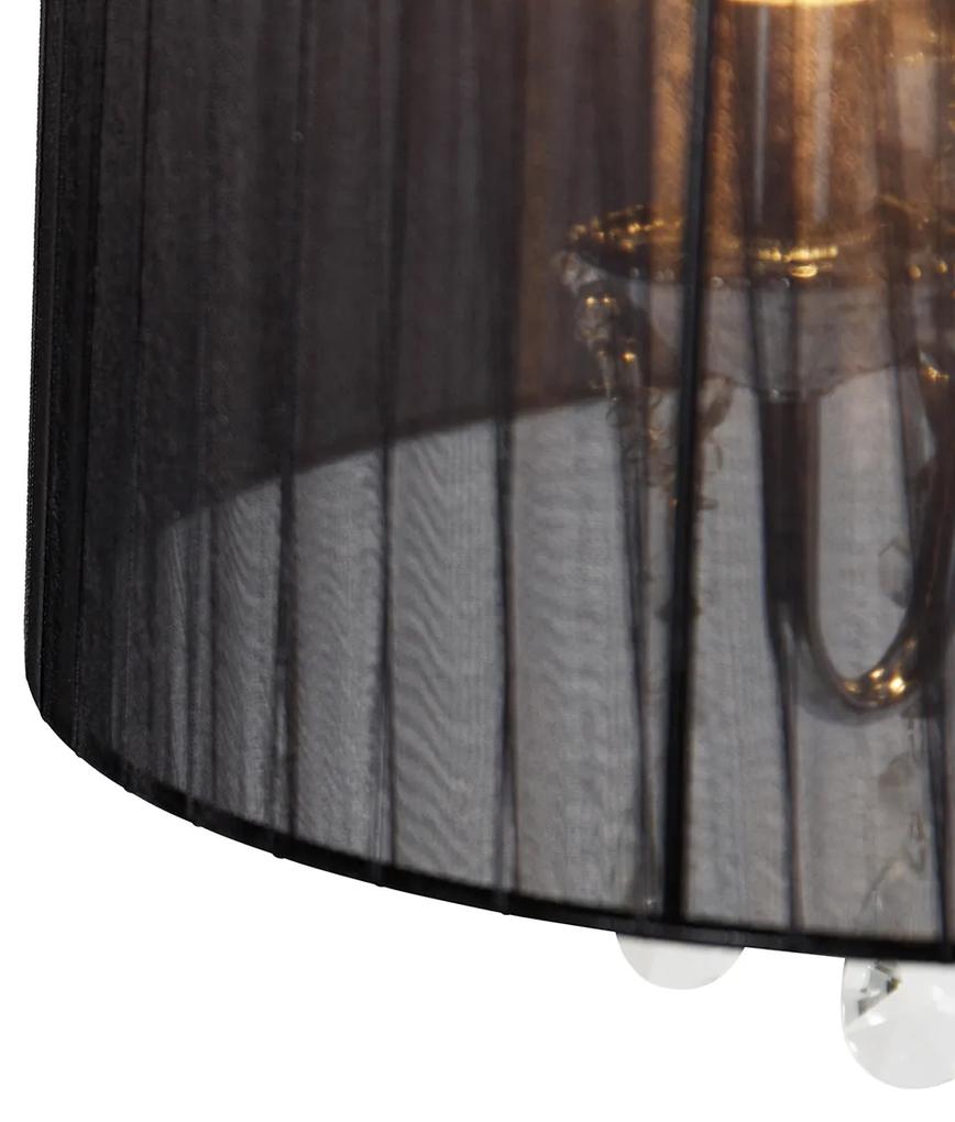 Stoffen Eettafel / Eetkamer Kroonluchter chroom met zwart 80 cm 6-lichts - Ann-Kathrin Klassiek / Antiek, Landelijk / Rustiek, Modern E14 ovaal Binnenverlichting Lamp