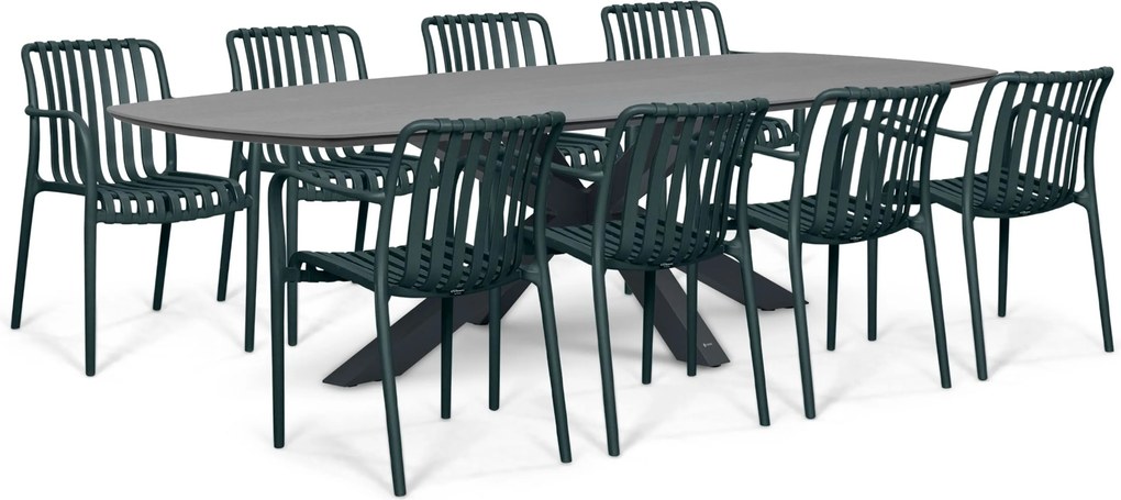Tuinset 8 personen 300 cm Kunststof Grijs Domani Furniture Alba/Voyage