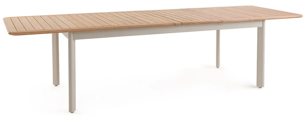 Tuintafel met verlengstukken, in alu en teak, Isabbo