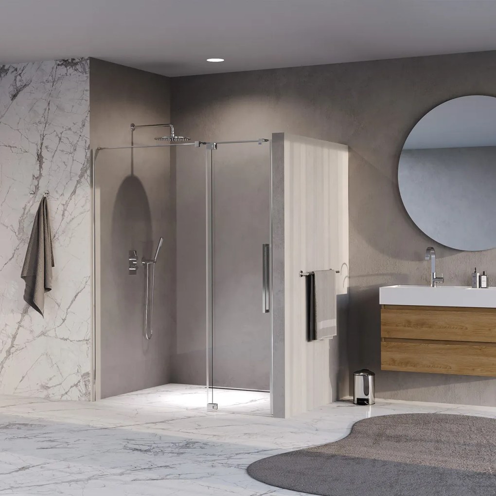 Brauer Stellar nisdeur met vaste wand 140cm chroom