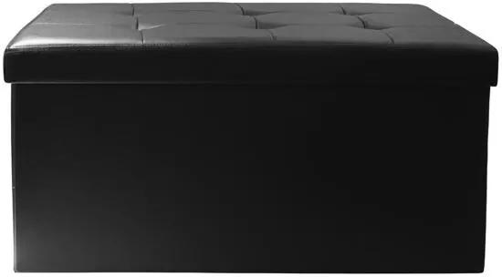Poef, hocker, 78 x 39.5 x 39.5 cm, met opbergsysteem, opvouwbaar, zwart