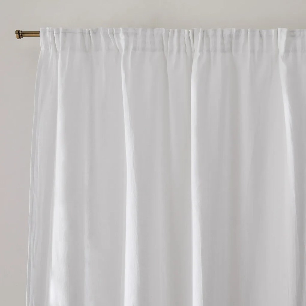 Schermgordijn van gewassen linnen, met gerimpelde bies en golf, ONEGA