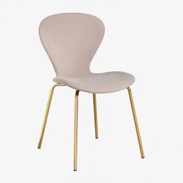 Set Van 4 Uit Gestoffeerde Stapelbare Eetkamerstoelen Licht Nude Bruin & Goud - Sklum