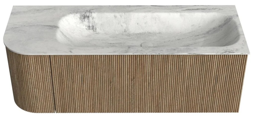 Mondiaz Kurve-dlux 125cm badmeubel ronding links dusk met 1 lade en deur en wastafel big medium rechts zonder kraangat opalo
