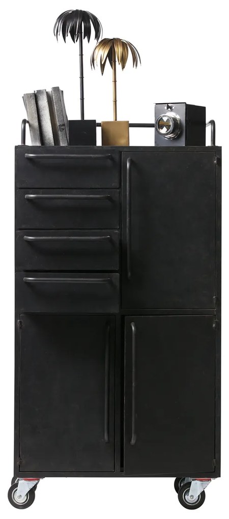 BePureHome Black Beauty Zwarte Kast Op Wielen - 75x39x144cm.