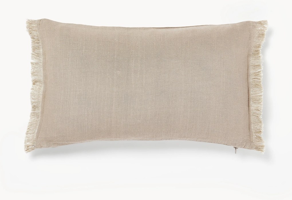 Linnen kussenhoes Luana met franjes