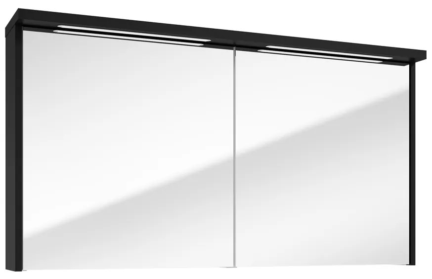 Fontana Grado spiegelkast met verlichting 117cm 2 deuren zwart mat