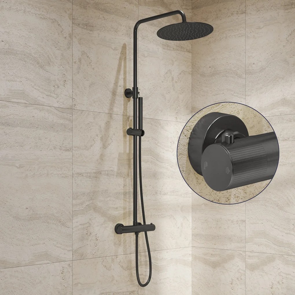 Saniclear Iron Stripes opbouw regendouche verouderd ijzer / gunmetal met 20cm hoofddouche