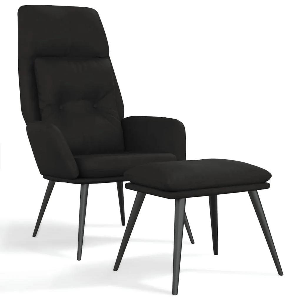 vidaXL Relaxstoel met voetenbank microvezelstof zwart