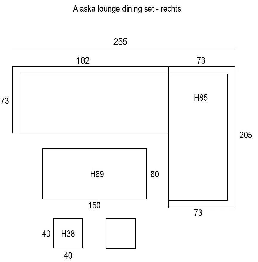 Garden Impressions Alaska lounge dining set rechts - light teak vironwood
