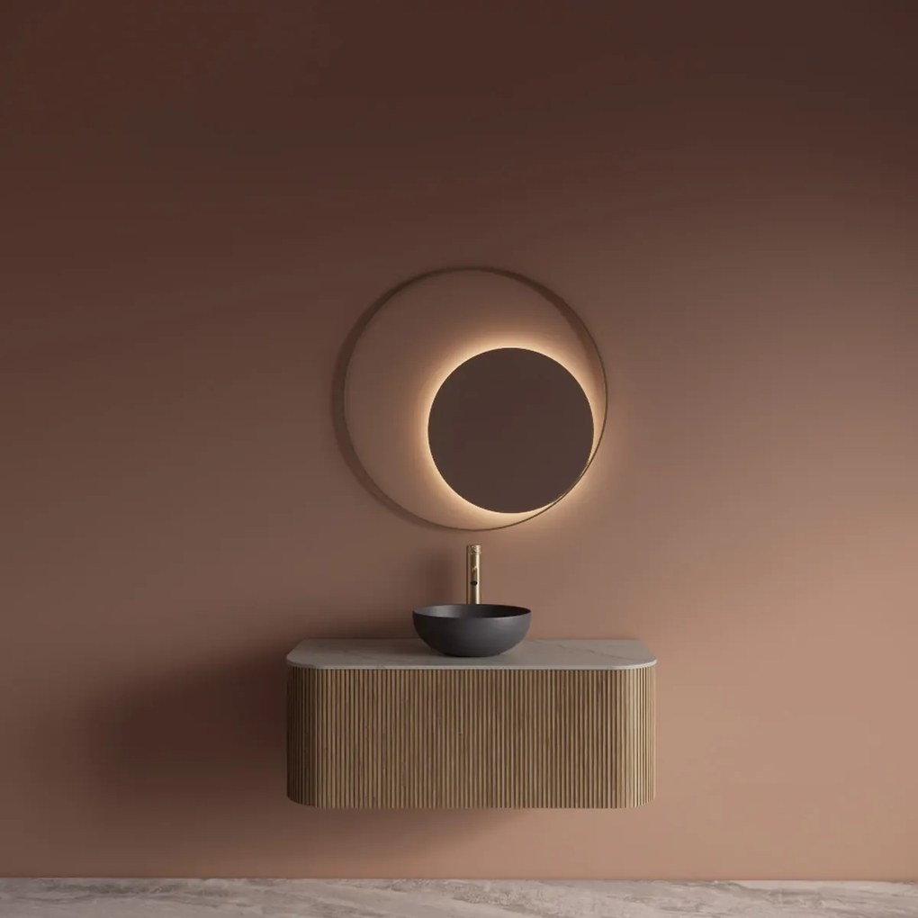 Gliss Design Kosmos spiegel rond met cirkel 80cm mat goud met handsensor