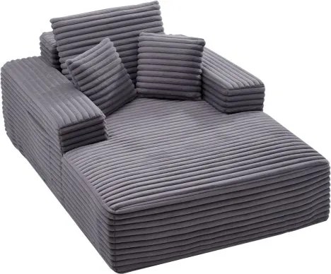 VEVOR Chaise Lounge Relaxbed 138 cm, Gestoffeerde slaapbank met decoratieve kussens en armleuningen, Slaapbank met diepe zitting voor woonkamer/slaapkamer, Loungestoel gemaakt van zeer elastische spons