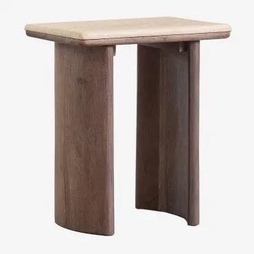 Casilda Travertijn En Acaciahouten Bijzettafel Travertine & 35 X 25 X 45 Cm - Sklum