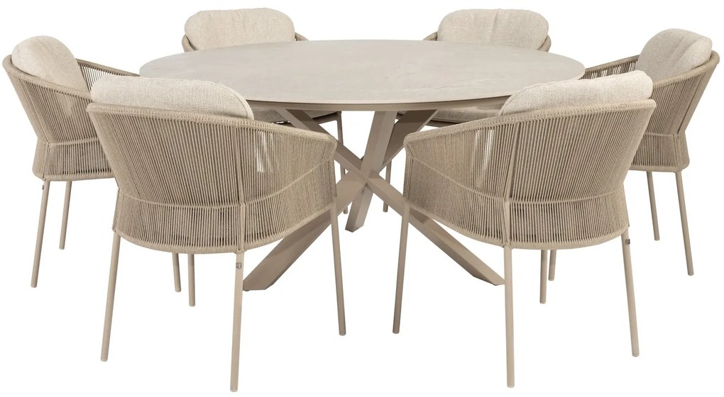 Florence Prado dining tuinset 160xH75 cm rond 7 delig keramiek latte Taste 4SO