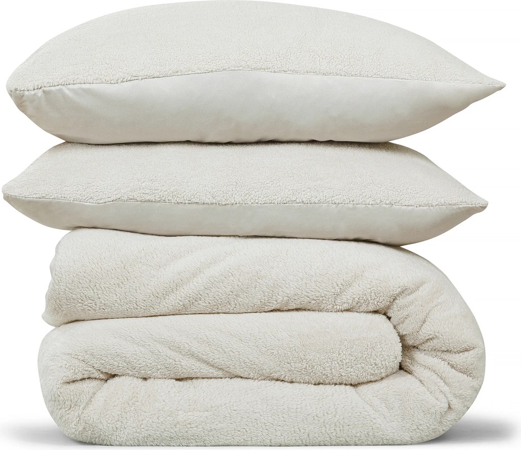 Dekbedovertrek Teddy Fleece – 100% zacht materiaal – 200×220 – ecru