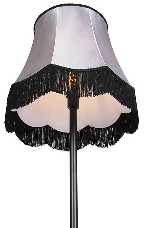 Klassieke vloerlamp zwart met Granny B kap grijs - Simplo Modern E27 rond Binnenverlichting Lamp