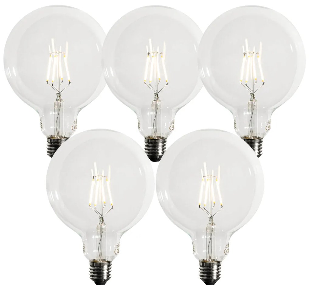 Set van 5 E27 dimbare LED lampen G125 5W 450 lm 3000K