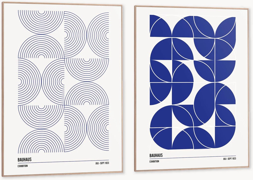 Ingelijste digitale prints Bauhaus Shapes, 2-delig