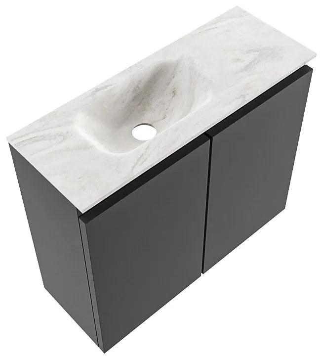 Mondiaz Ture DLux toiletmeubel 60cm dark grey met wastafel ostra links zonder kraangat