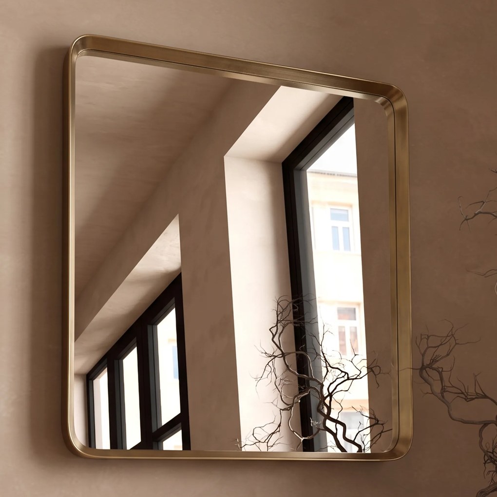 Kare Design Vincenza Vierkante Spiegel Messing 103x103 Cm - 103x103cm