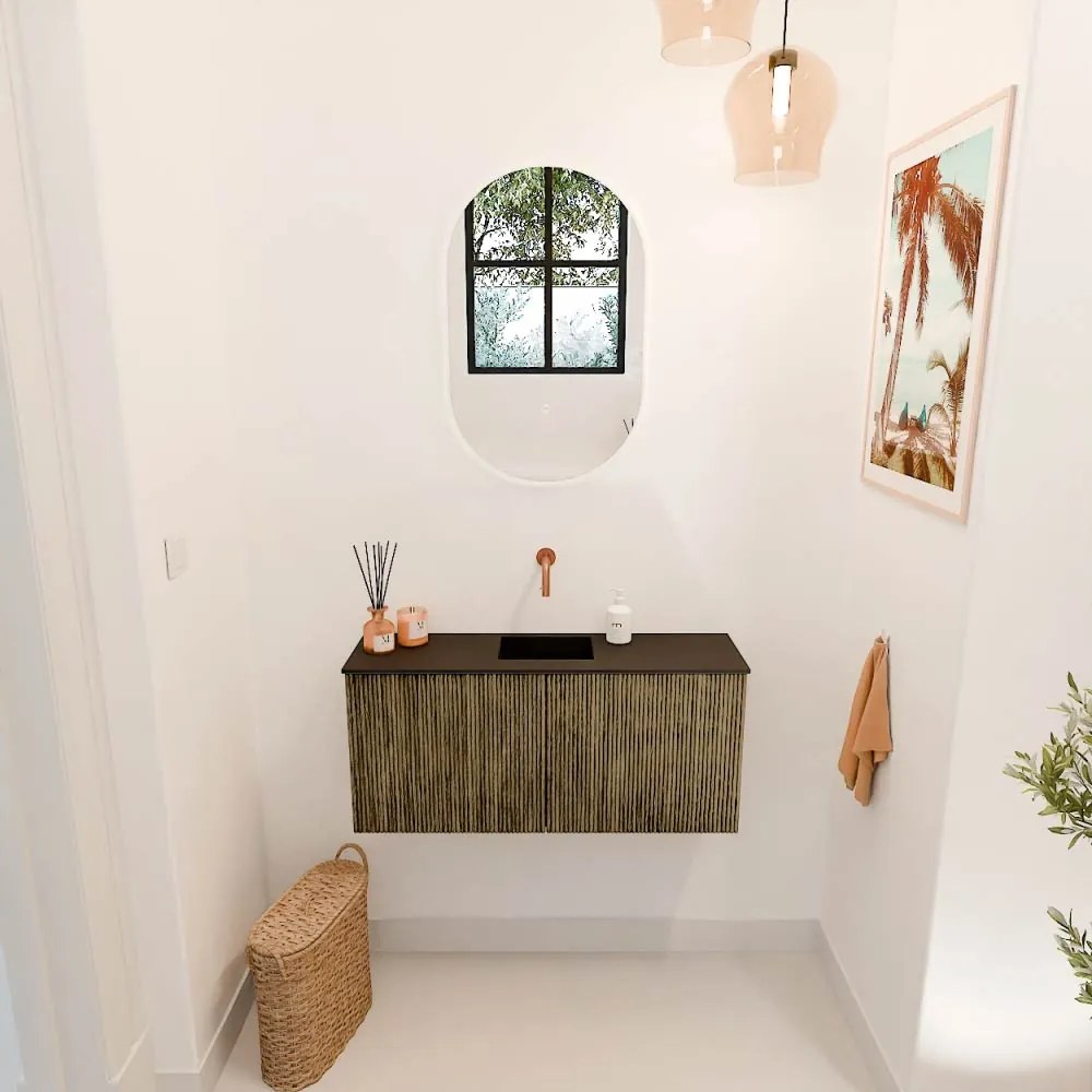 Mondiaz Joya 90cm toiletmeubel dusk met wastafel faye midden zonder kraangat urban
