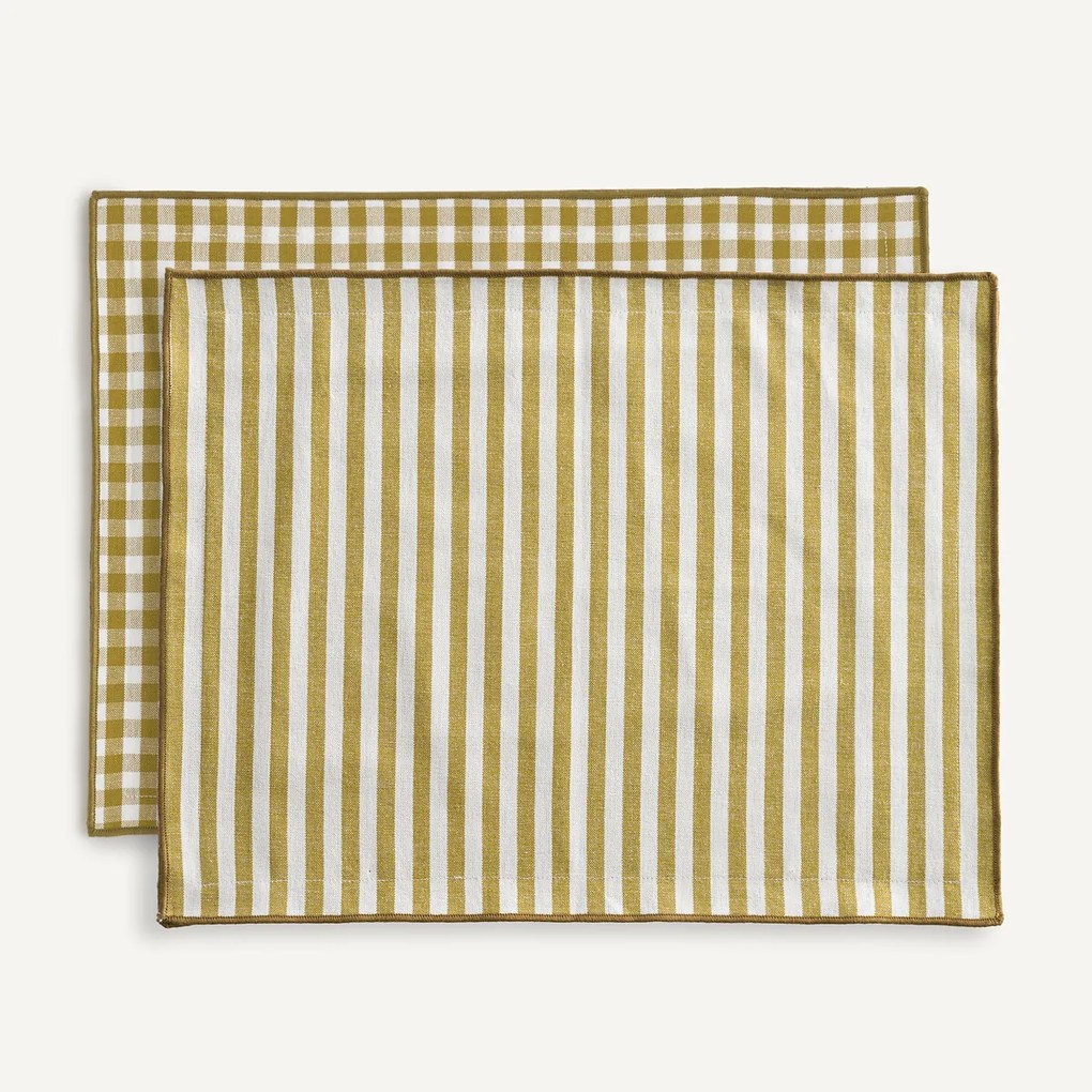 Set van 2 placemats, 30% gerecycled katoen, geweven-geverfd, Soizic