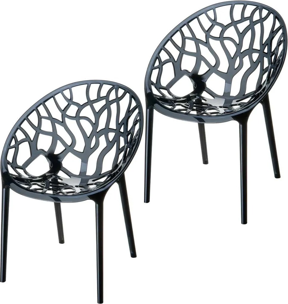 Garden Impressions Crystal tuinstoel zwart - 2 stuks