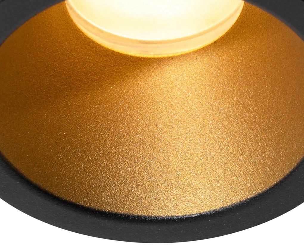 Buitenlamp Set van 6 Moderne inbouwspots zwart met goud GU10 35mm IP44 - Dept Modern GU10 Buitenverlichting rond Lamp
