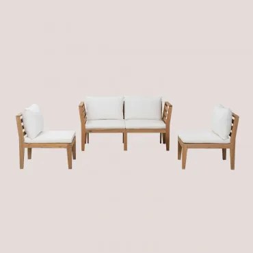 Tuinset Met 2-delige Modulaire Bank Met Armleuningen En 2 Stoelen Van Acaciahout Filips Gardenia Wit - Sklum