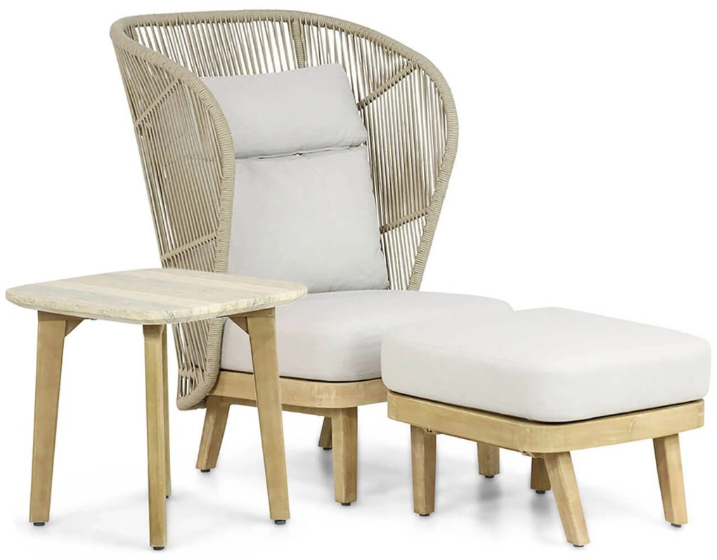 Bistroset 1 persoon Teakhout/rope Naturel teak Coco Napoli